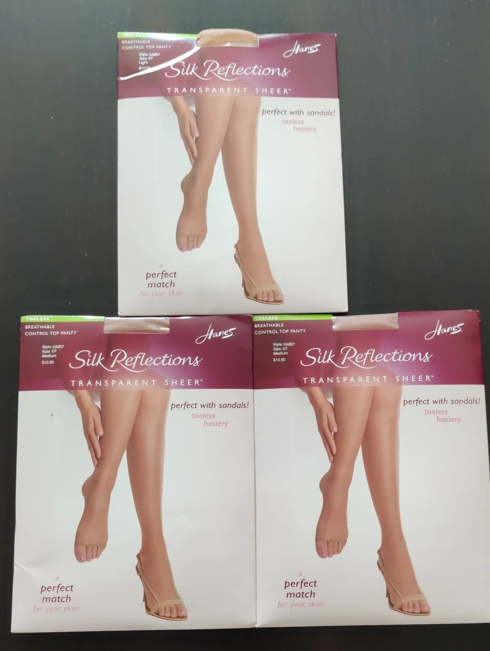 Hanes Silk Reflections Transparent Sheer Toeless Hosiery - Light & Medium Nude